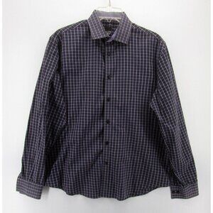 William Rast Shirt Large Purple Button Down Slim Fit Plaid Preppy